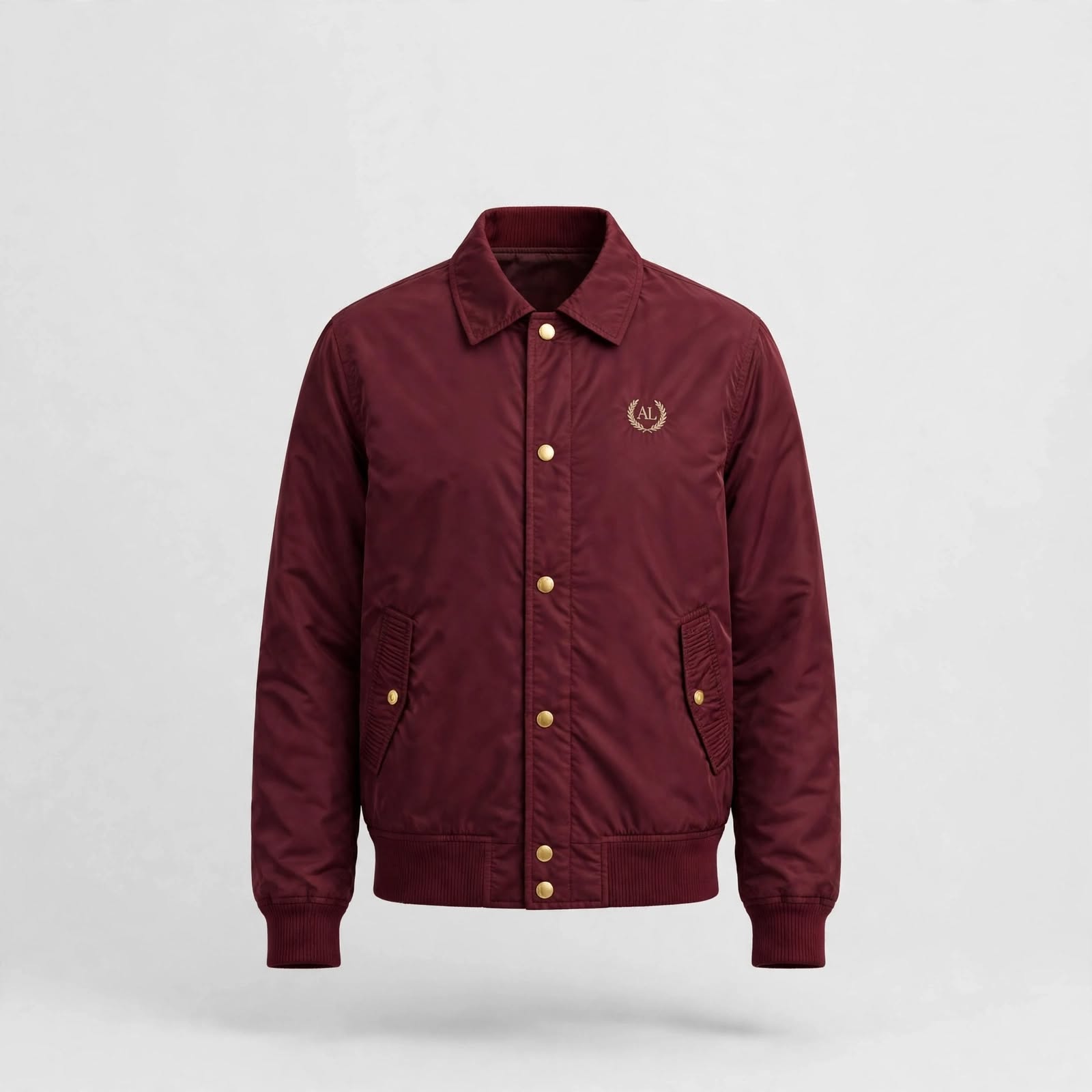 Embroidered Coach Jacket - Maroon
